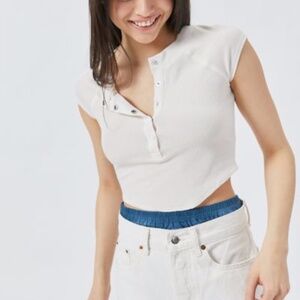 Out From Under Raglan Henley Tee, Size Small